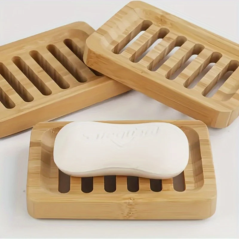 Bamboo Cutlery - 竹ケーストレイ木製防カビ排水石鹸箱天然竹食器バスソープホルダー容器浴室洗面所ツール