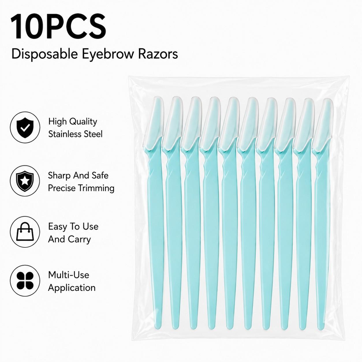 Safety Razor Handle - ストレートハンドルの眉毛シェイパー安全カミソリ、初心者にも使いやすい保護ネット付き女性用眉毛トリマー