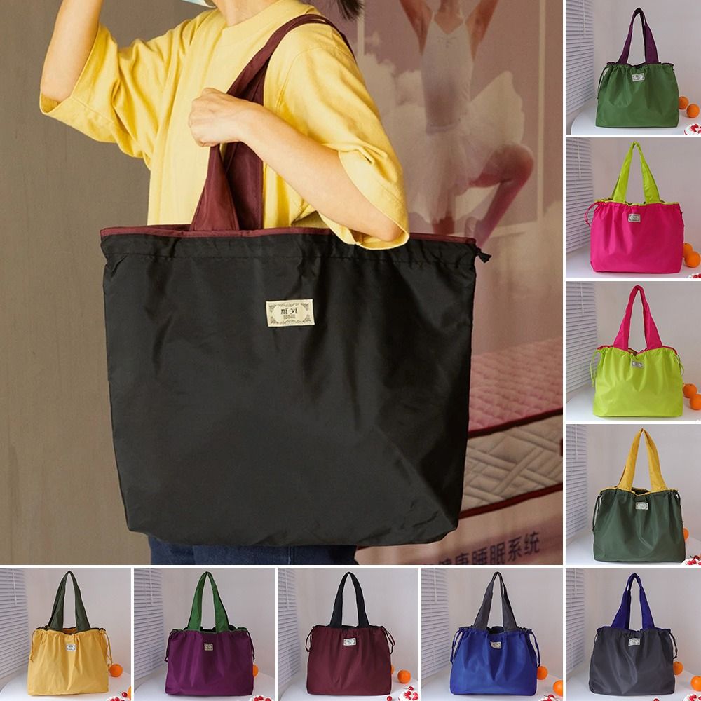 Reusable Bag - ファッション巾着スーパーマーケットショッピングバッグ折りたたみ式再利用可能なショッピングバッグ防水環境に優しいショルダーバッグユニバーサル