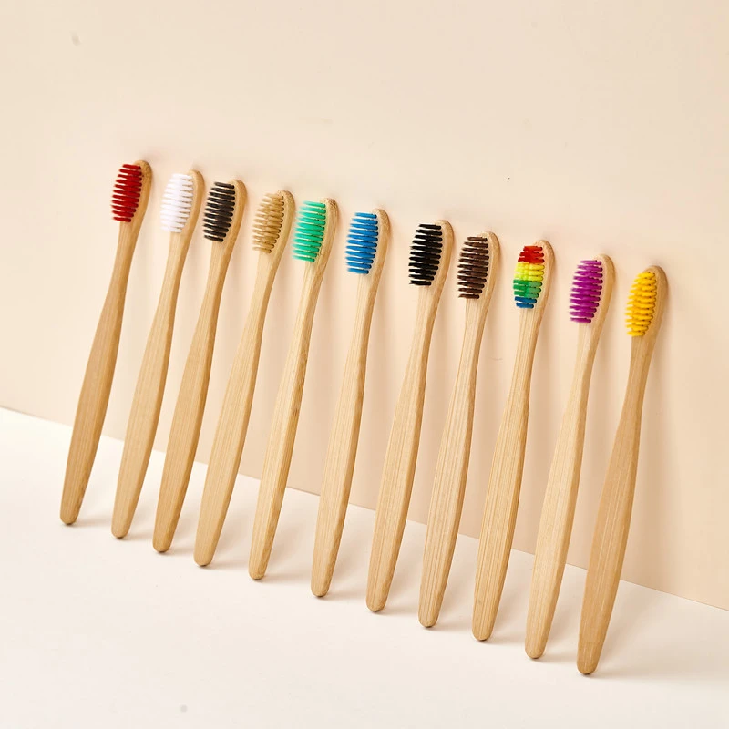 Bamboo Toothbrush - 5本/10本/20本/30本入り、カラフルな竹製歯ブラシ、柔らかい毛、天然木製、生分解性、口腔ケア用。