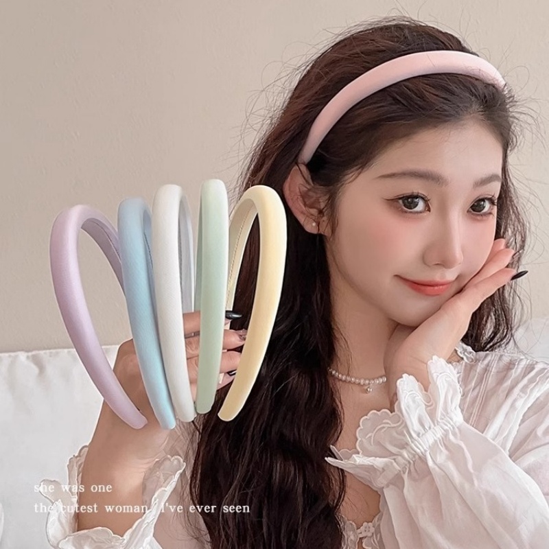 Eco Sponge - マカロンカラースポンジヘッドバンド,女性用,シンプルなヘアフープ,フェイスウォッシュ,狭いエッジ,ファッションガール,韓国スタイル