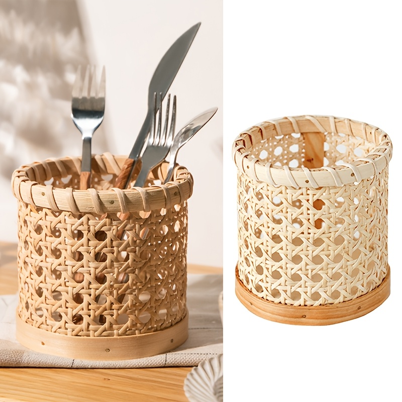 Bamboo Cutlery - カトラリースタンド1個 - 多機能スプーンと箸の収納ボックス、棚バスケット