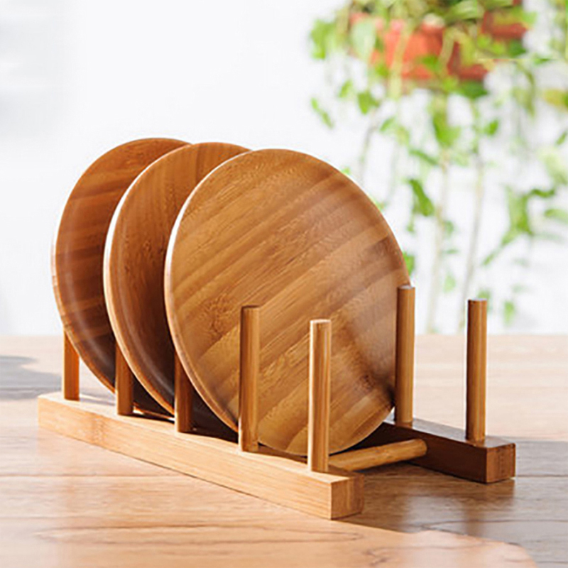 Bamboo Cutlery - キッチン水切りラック皿ポット蓋竹ラック食器プレート乾燥水切り収納棚パンカバースタンドキッチンオーガナイザーホルダー