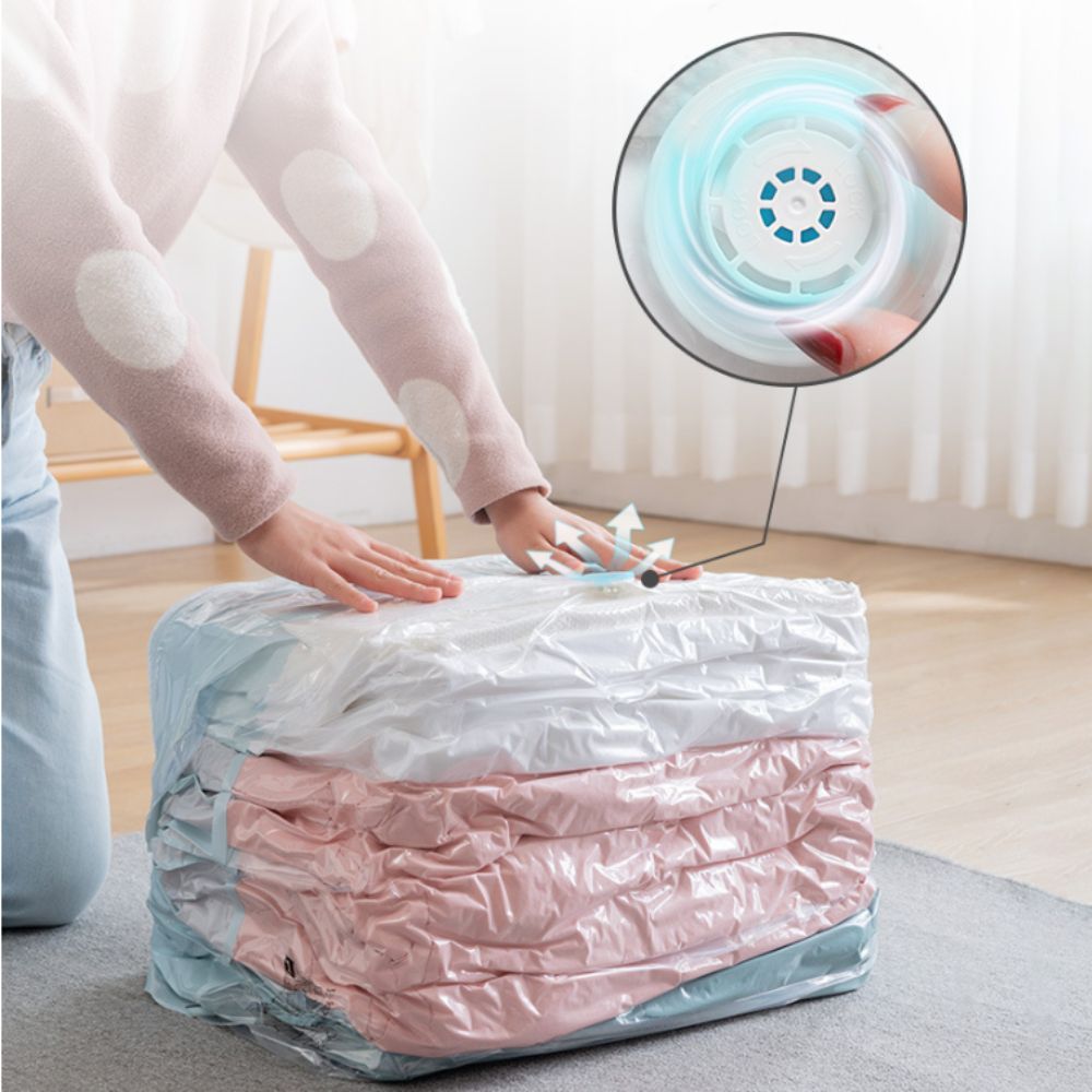 Reusable Bag - プレス＆シール式真空収納バッグ キューブ型圧縮 省スペース ノーポンプ式真空バッグ 再利用可能な圧縮デザイン 衣類整理用