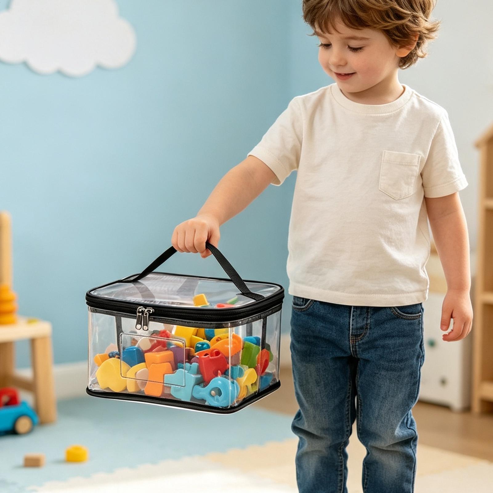 透明なおもちゃ収納袋 6 個透明ブロックホルダー ラベルとポ - Reusable Bag のレビューと価格