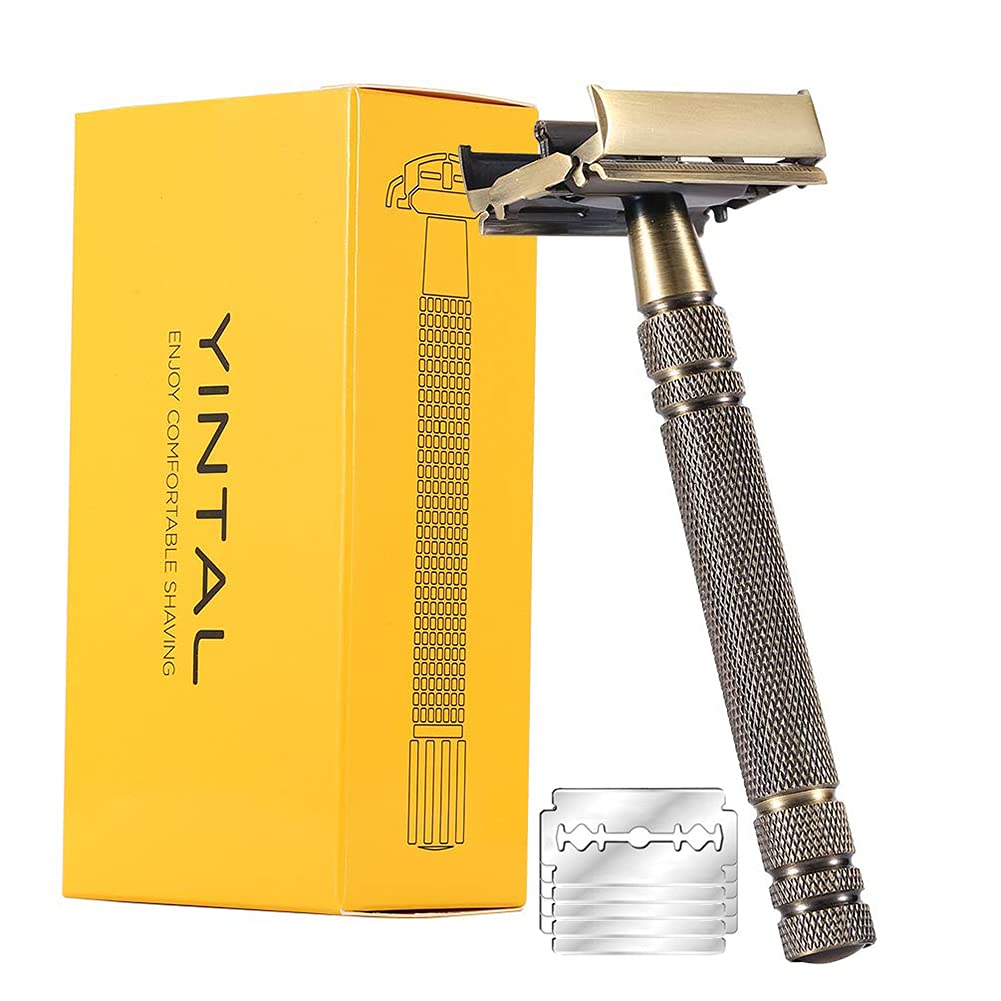 YINTAL 真鍮安全カミソリ 男性用、両刃ひげと口ひげシェ - Safety Razor Handle のレビューと価格