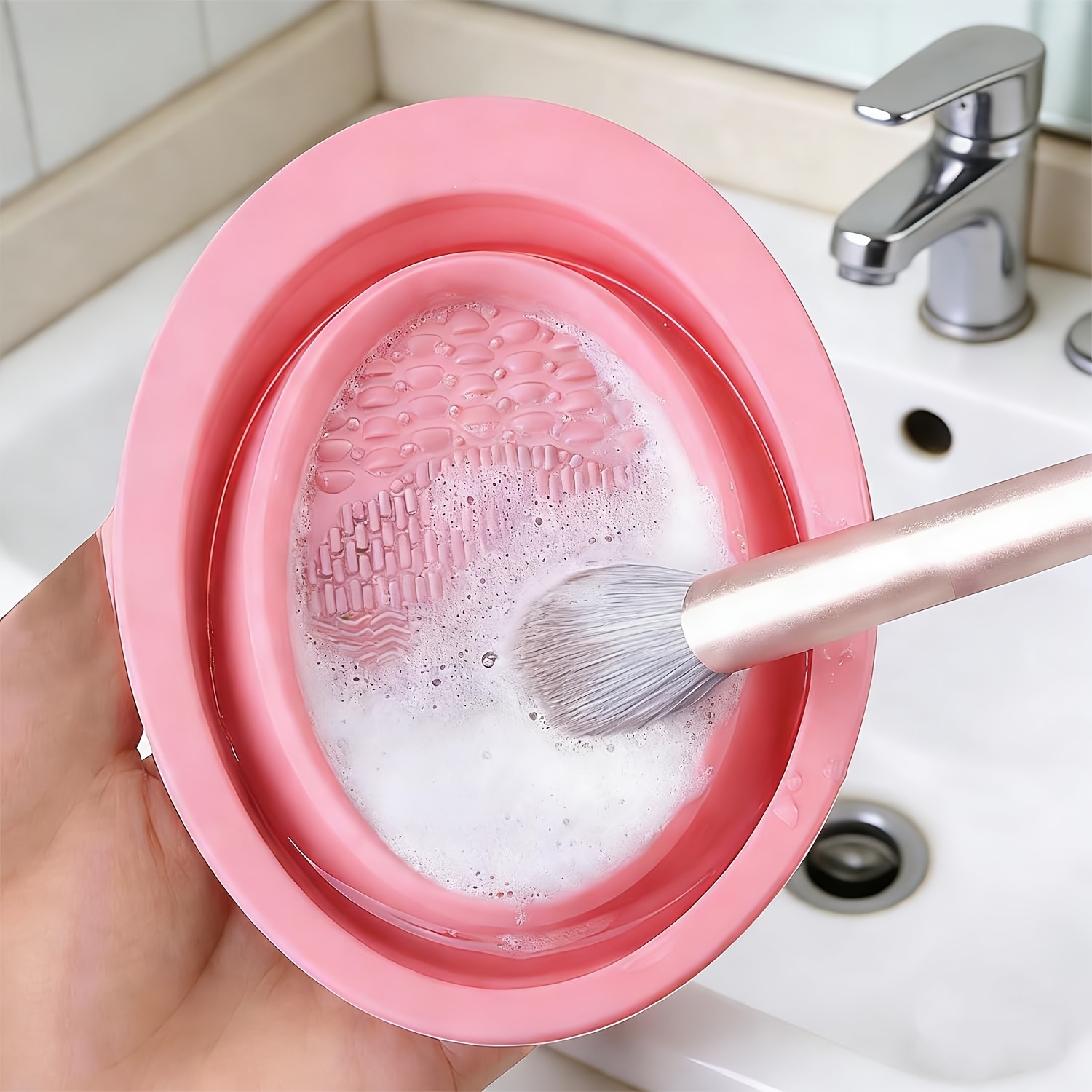 折りたたみ式シリコン製メイクブラシクリーナーボウル、ブラシ・ - Eco Sponge のレビューと価格