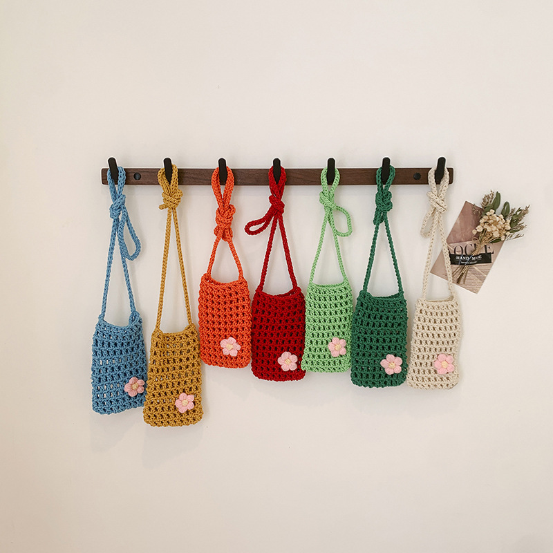 1 個新しい中空ニット多目的電話バッグ小物雑貨軽量編み込みシ - Reusable Bag のレビューと価格