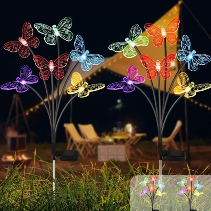 ソーラー式バタフライライト、防水LEDガーデンステークライト - Solar Garden Light のレビューと価格