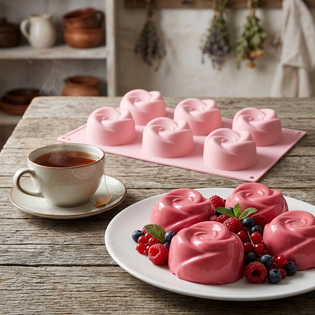 食品グレード6個取りローズフラワーシリコンモールドBPAフリ - Eco Soap のレビューと価格