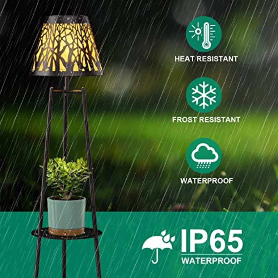 2パック屋外ソーラーフロアランプ、植物スタンド付き、防水メタ - Solar Garden Light のレビューと価格