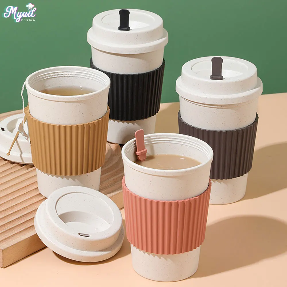 450 ミリリットルコーヒーカップ蓋付き小麦ストロー再利用可 - Reusable Straw のレビューと価格