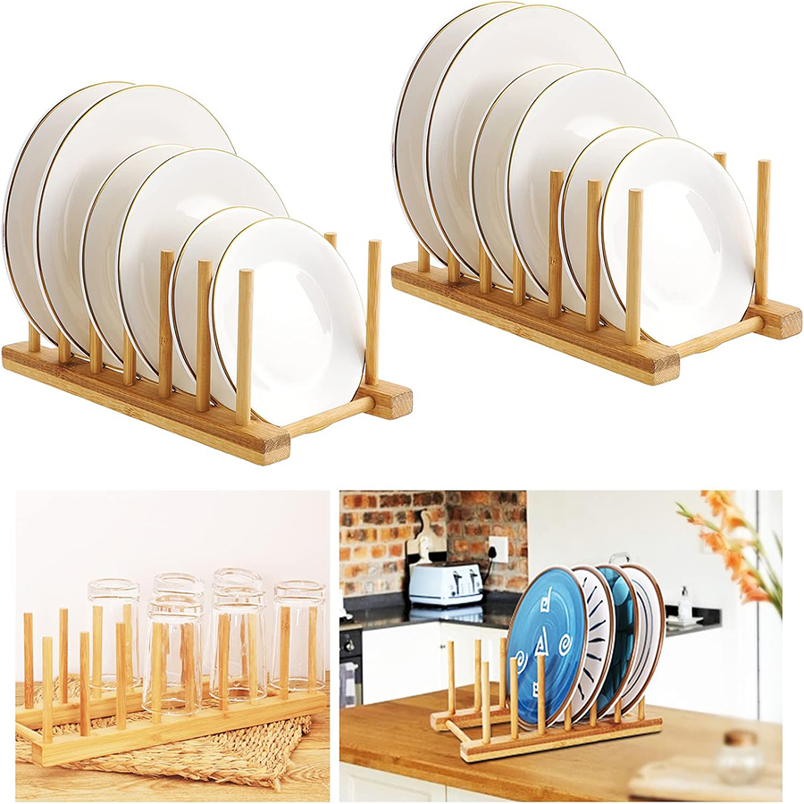 1 個/2 個竹ディッシュラック、プレートホルダー、収納ラッ - Bamboo Cutlery のレビューと価格