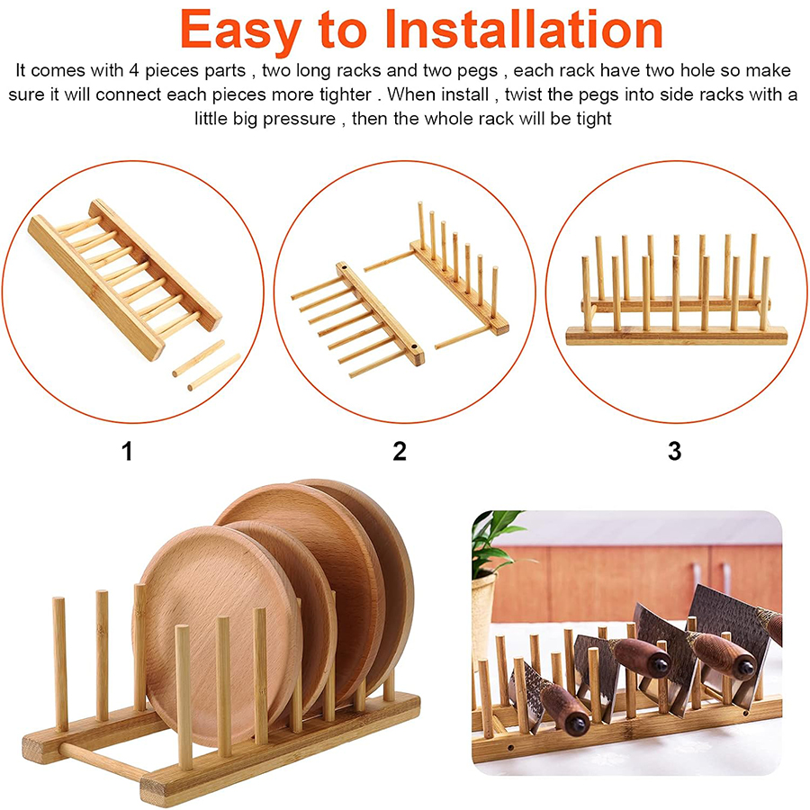 1 個/2 個竹ディッシュラック、プレートホルダー、収納ラッ - Bamboo Cutlery のレビューと価格