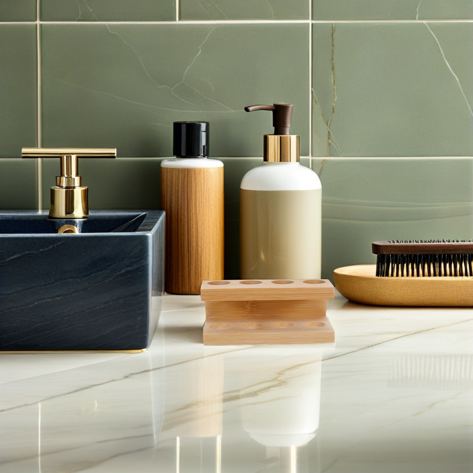 竹製歯ブラシヘッドホルダー 4個収納 電動歯ブラシヘッド整理 - Bamboo Toothbrush のレビューと価格